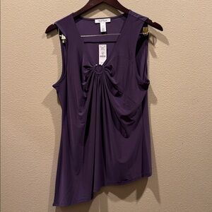 White House Black Market Deep Purple Sleeveless Top with Front Detail